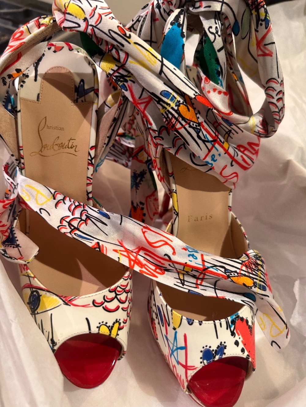 Christian Louboutin Silk Tie Heels